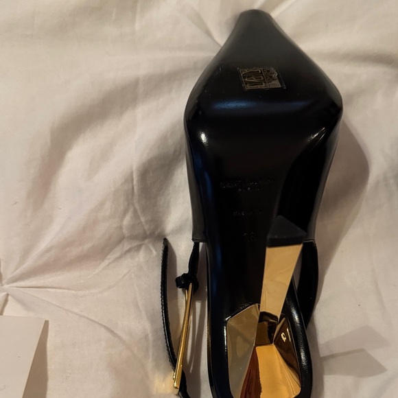 Saint Laurent Black Heels with Gold Detail - Picture 3 of 3
